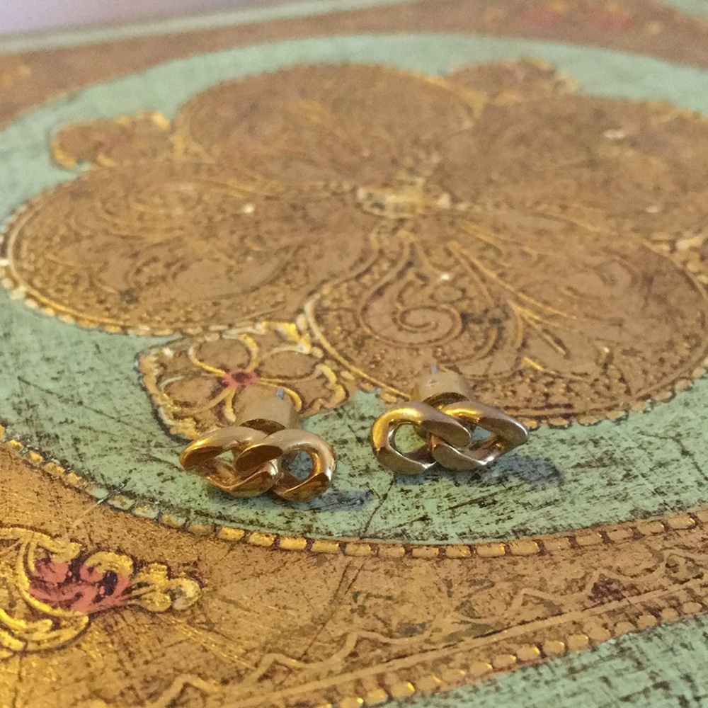 Michael Kors Gold Chain Link Stud Earrings